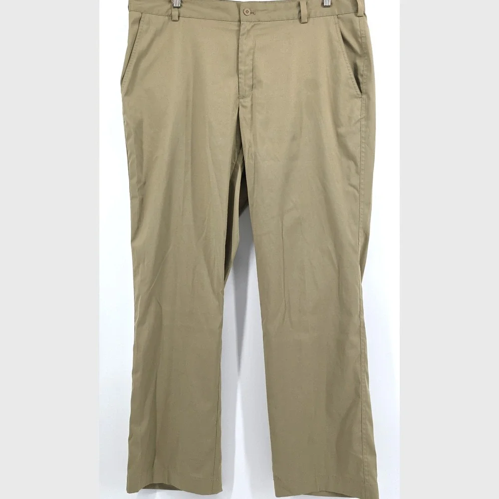 Nike Golf Dri-FIT Pants Mens 38x32 Khaki Tan Performance Chino Flat Front